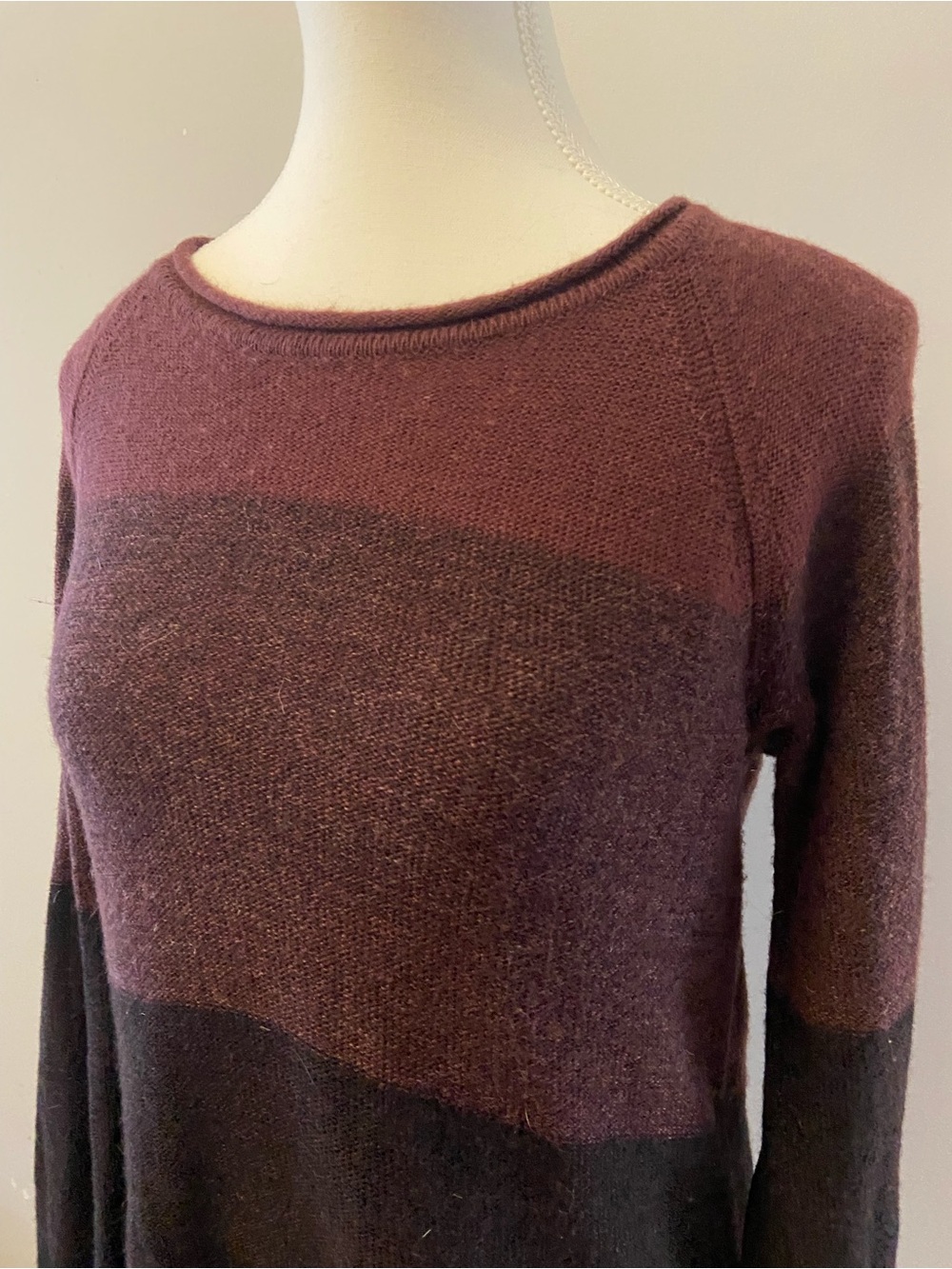 Reitmans Plum and Black Colorblock Crewneck Sweater